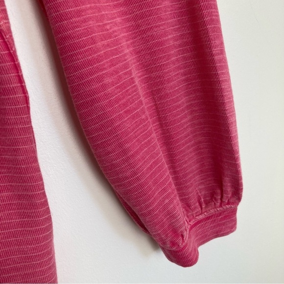 We the Free pink pinstriped oversized balloon sleeve thermal top. Size small. - Picture 2 of 6